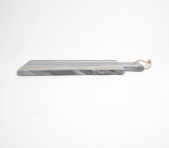 Textured Brass Inlaid Marble Cheese Board With Knife