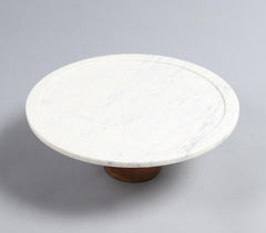 Solid White Marble Cake Plate
