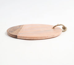 Round Marble Textured Cheeseboard & Knife