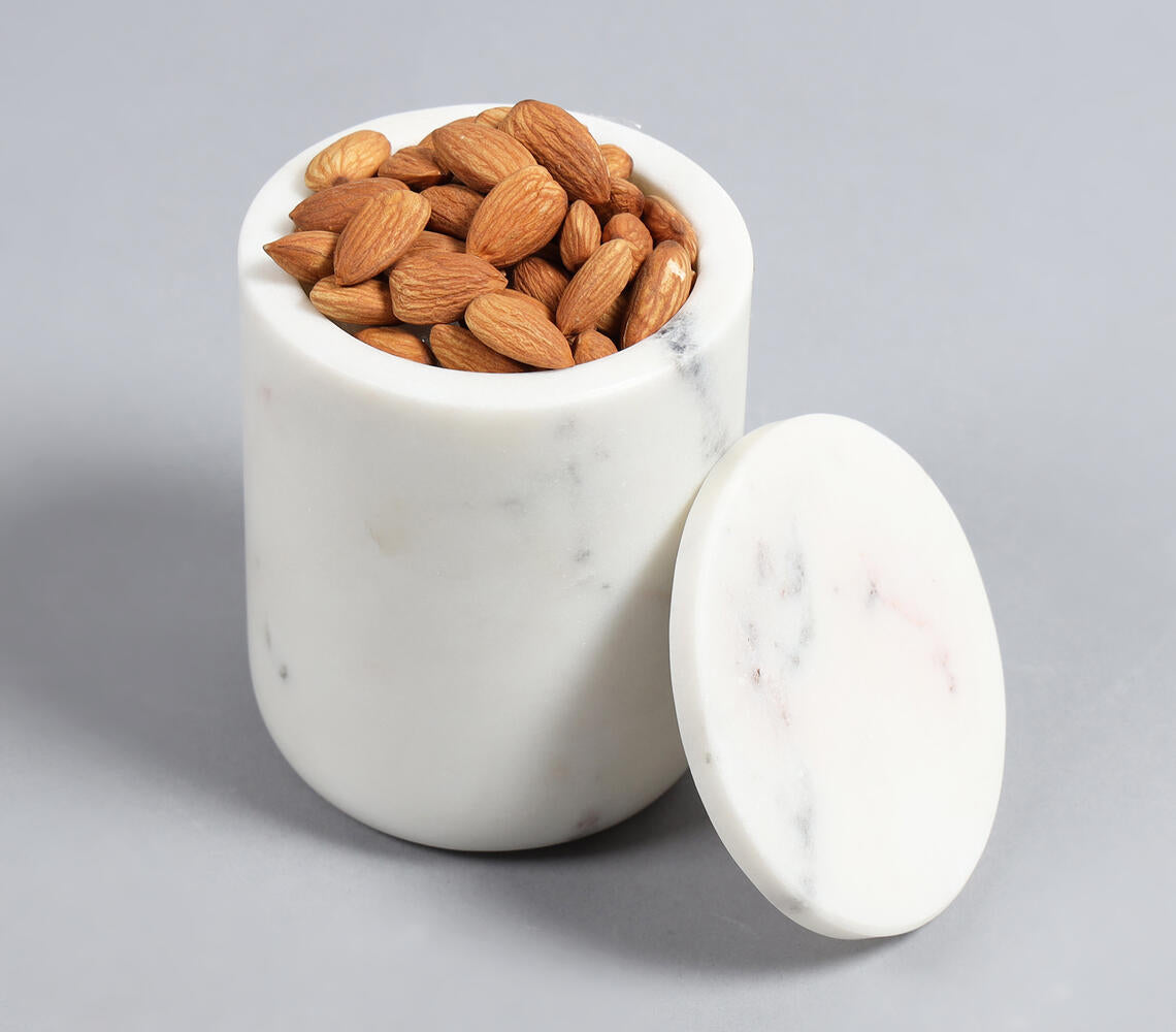 Classic Round White Marble Jar with Lid