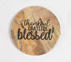 Thankful Grateful Blessed Mango Wood Coasters (set of 4)