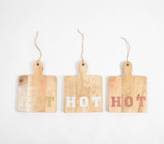 Hand Cut Mango Wood Hot Plates (Set of 3)