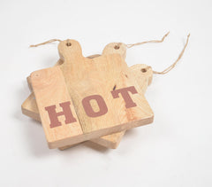 Hand Cut Mango Wood Hot Plates (Set of 3)