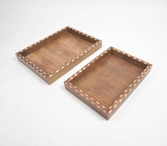 Hand Painted Polka-Dotted Mango Wood Serving Tray (Set of 2)