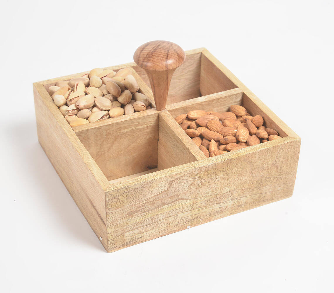 Classic Mango Wood Four-Slot Caddy