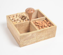 Classic Mango Wood Four-Slot Caddy