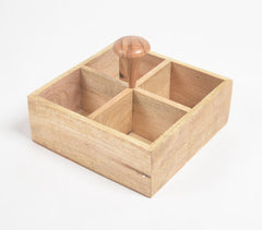 Classic Mango Wood Four-Slot Caddy