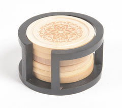 Engraved Wooden Mandala Coasters (Set of 6)