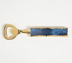 Gold-Toned Stainless Steel Bottle Opener with Agate Handle