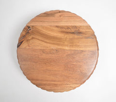 Textured Rim Mango Wood & Iron Cake Stand