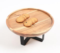 Classic Acacia Wood & iron Cake Stand