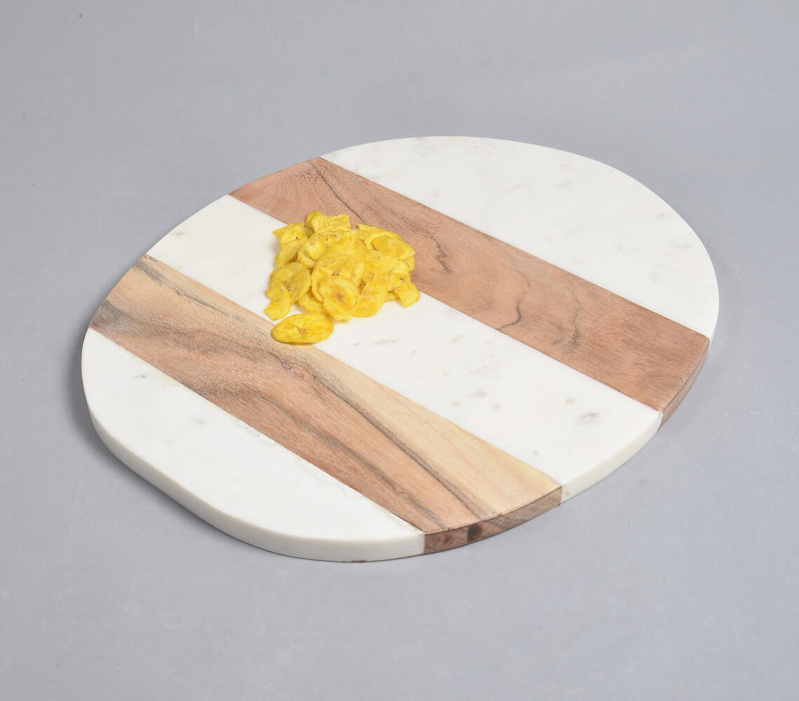Block Striped Marble & Acacia Wood Chopping Board