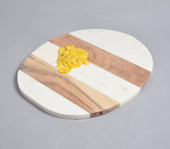 Block Striped Marble & Acacia Wood Chopping Board