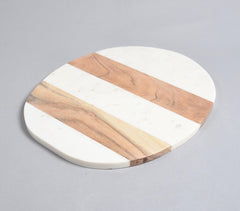 Block Striped Marble & Acacia Wood Chopping Board