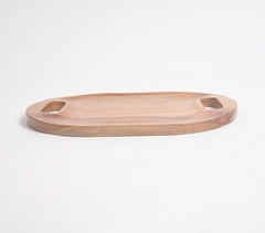Oval Acacia Wood Tray with Cut-Out Handles