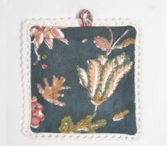 Floral Blue Cotton Coasters (Set of 6)