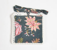 Floral Blue Cotton Coasters (Set of 6)