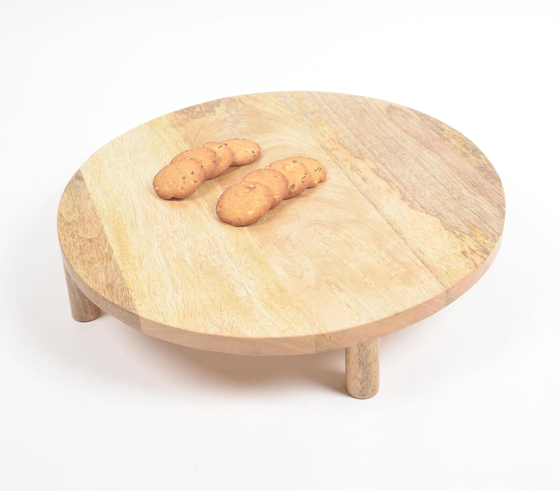 Natural Mango Wood Round Cake Stand