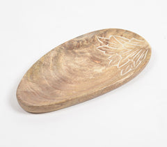 Carved Mango Wood Abstract Platter