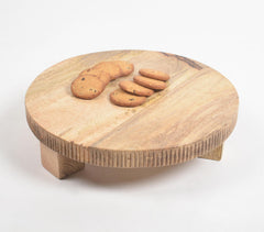 Striped Edge Raw Mango Wood Cake Stand