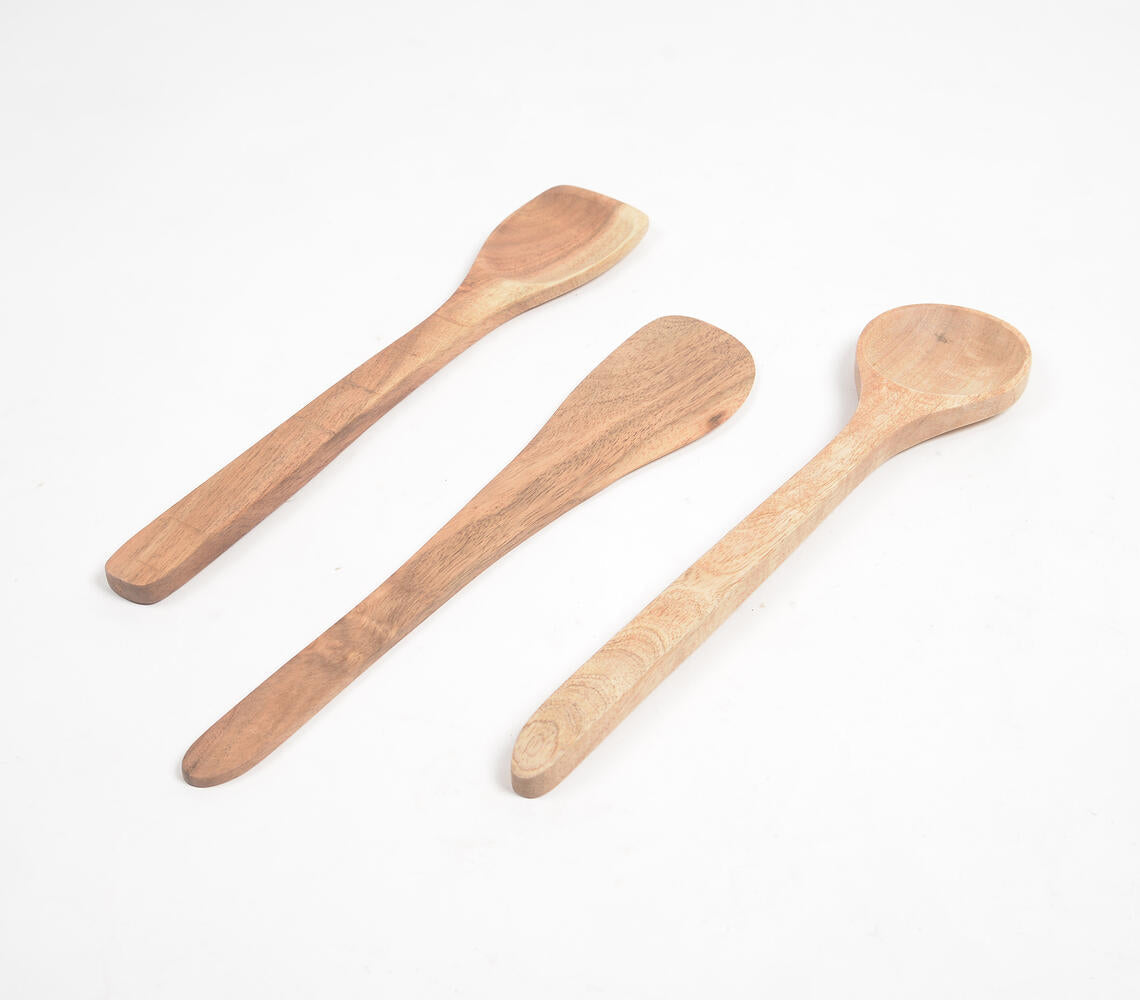 Handcut Natural Acacia Wood Spatulas (Set of 3)
