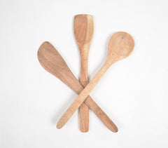 Handcut Natural Acacia Wood Spatulas (Set of 3)