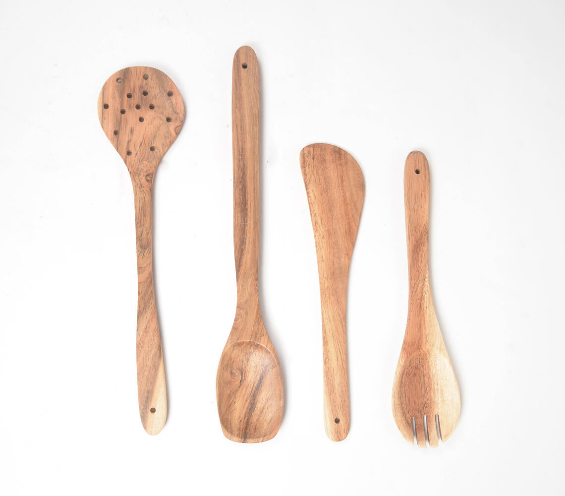 Hand Carved Assorted Acacia Cooking Spoons (set of 4)