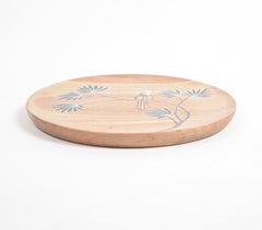 Enamelled Acacia Wood 'Bird on a Branch' Plate (Large)