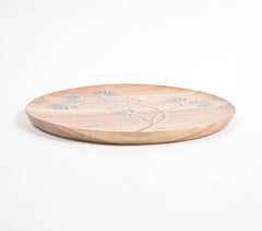 Enamelled Acacia Wood 'Bird on a Branch' Plate (Medium)
