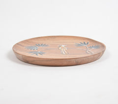Enamelled Acacia Wood 'Bird on a Branch' Plate (Small)