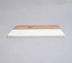 Hand Cut Acacia Wood & White Marble Colorblock Chopping Board