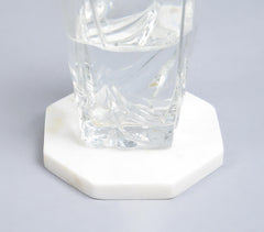 Classic Octagonal White Marble Coasters (Set of 4)