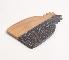Pineapple-Cut Acacia Wood & Stone Colorblock Chopping Board