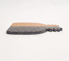 Pineapple-Cut Acacia Wood & Stone Colorblock Chopping Board