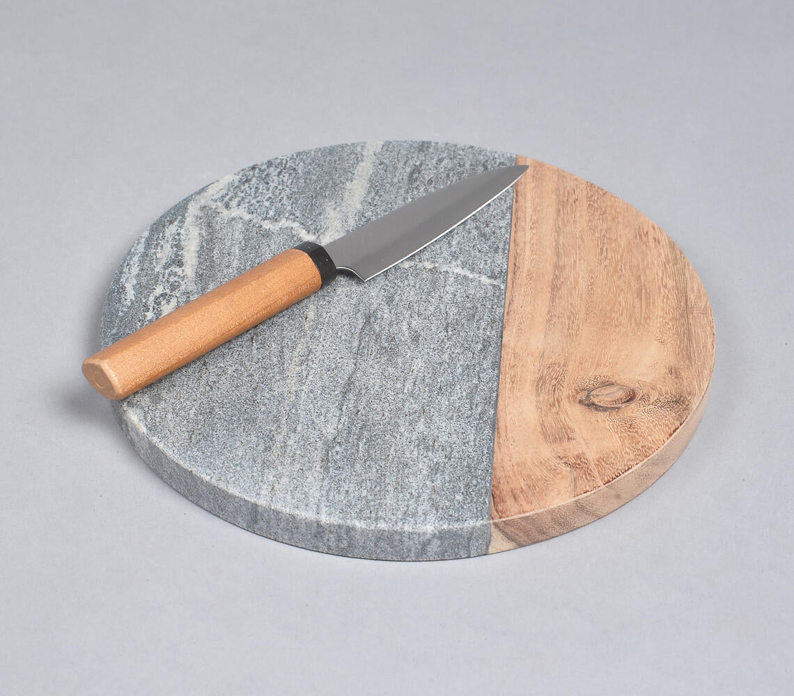 Stone & Acacia Wood Colorblock Chopping Board