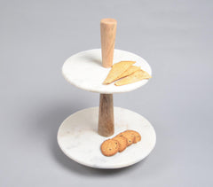 Fusion Mango Wood & Marble Cake Stand