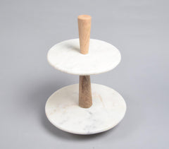 Fusion Mango Wood & Marble Cake Stand