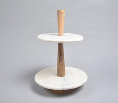 Fusion Mango Wood & Marble Cake Stand