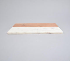 Hand Cut Acacia Wood & White Marble Minimal Chopping Board