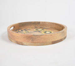 Hand printed Floral Mango Wood Tray