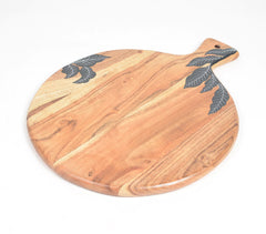 Acacia Wood Leaf Printed Chopping Board