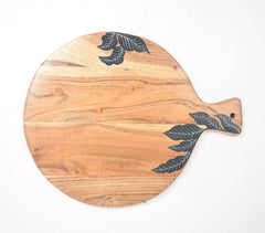 Acacia Wood Leaf Printed Chopping Board