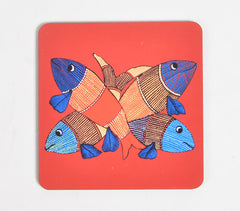 Madhubani Fish Laser Cut MDF Coasters (set of 2)