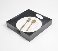 Enameled Metallic Tray with Cut-Out Handles