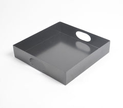 Enameled Metallic Tray with Cut-Out Handles