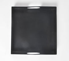 Enameled Metallic Tray with Cut-Out Handles