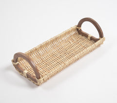 Woven Wicker Snack Tray with Handles