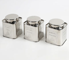 Engraved Tea Coffee & Sugar Steel Jars (Set of 3)
