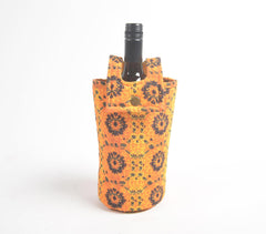 Printed Mustard fabric wine Bottle bag