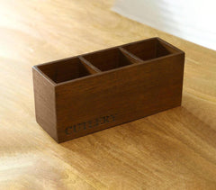 Handcrafted Mango Wood 3 Partition Cutlery Holder